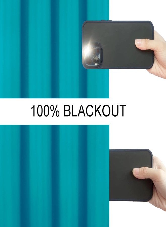 LEMOMO 100% Blackout Curtains 52 x 72 Inch/Teal Curtains 2 Panels with Black Lining Room Darkening Thermal Insulated Bedroom Curtains - Image 3
